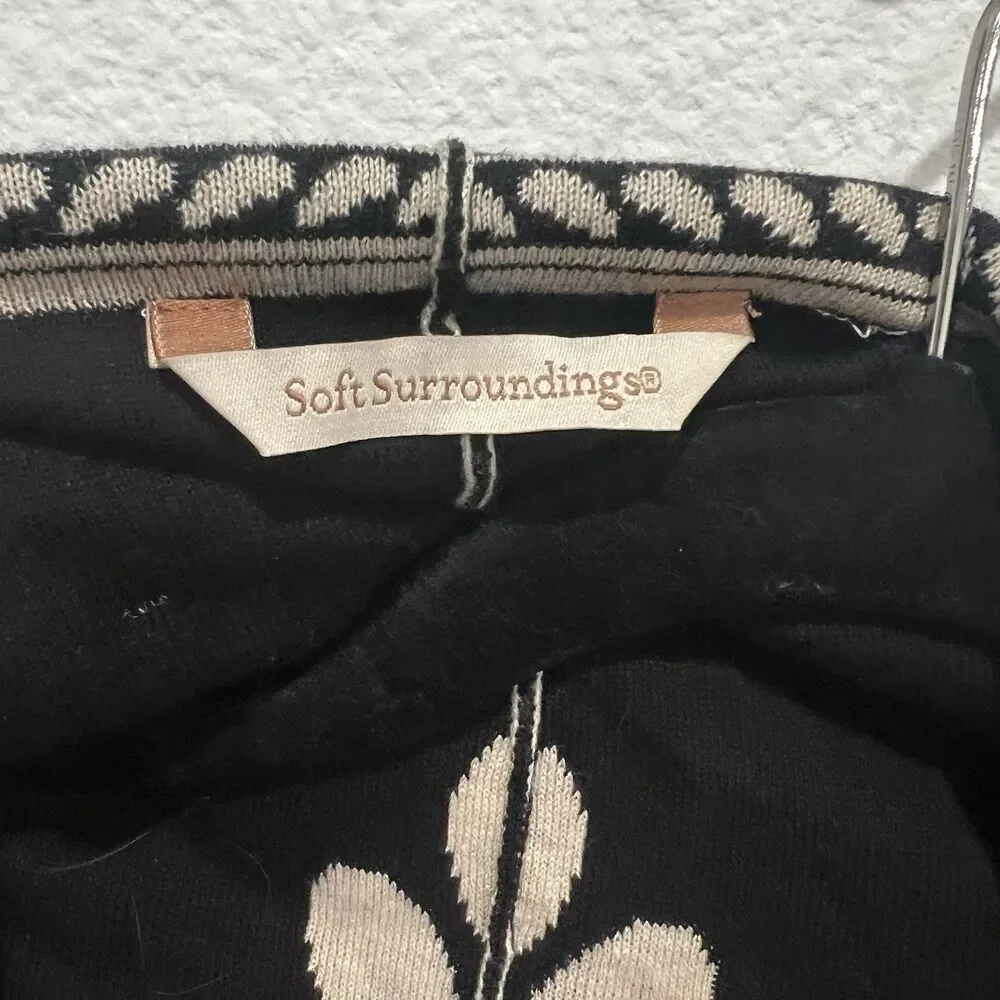 Soft Surroundings Shawl Poncho Cardigan One Size Brown Black Paisley Boho Fall - Picture 4 of 6
